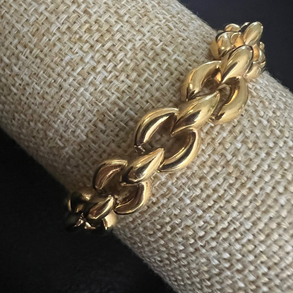 Monet Vintage Gold Tone Chunky Link Chain Bracelet Size 7.75 Inch Old Money
